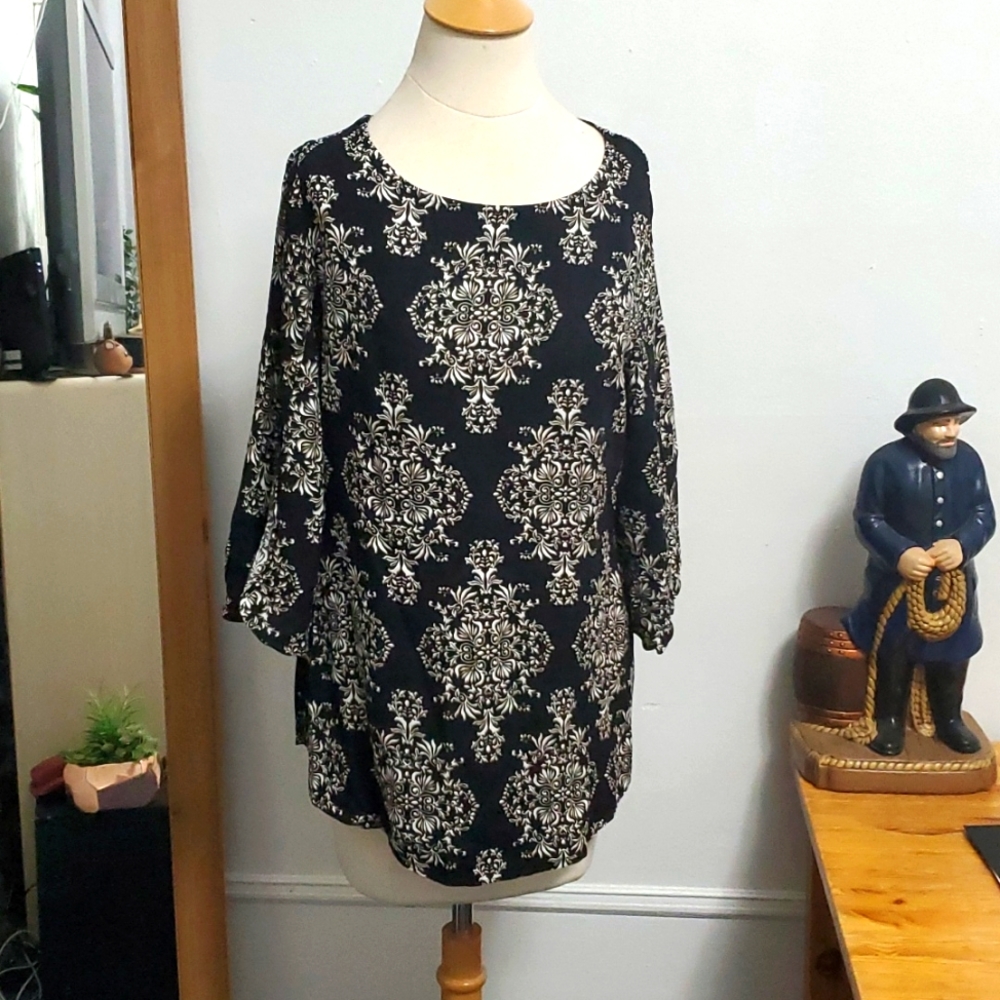 Croft & Barrow Floral Quater Bell-Sleeve Blouse